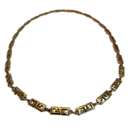 Vintage D’Orlan Gold Tone Greek Key Link Necklace Signed 24” - Picture 5 of 9
